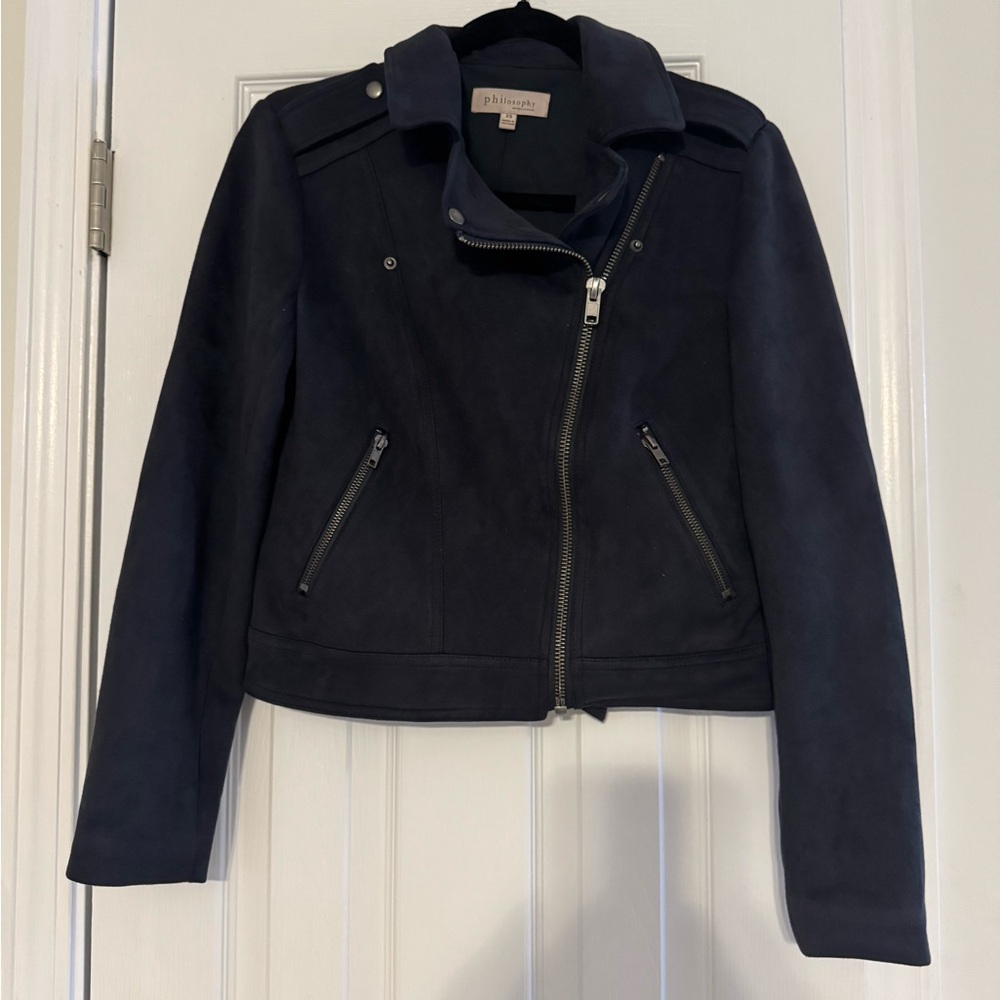 Philosophy ‎ Black Faux Suede Moto Jacket